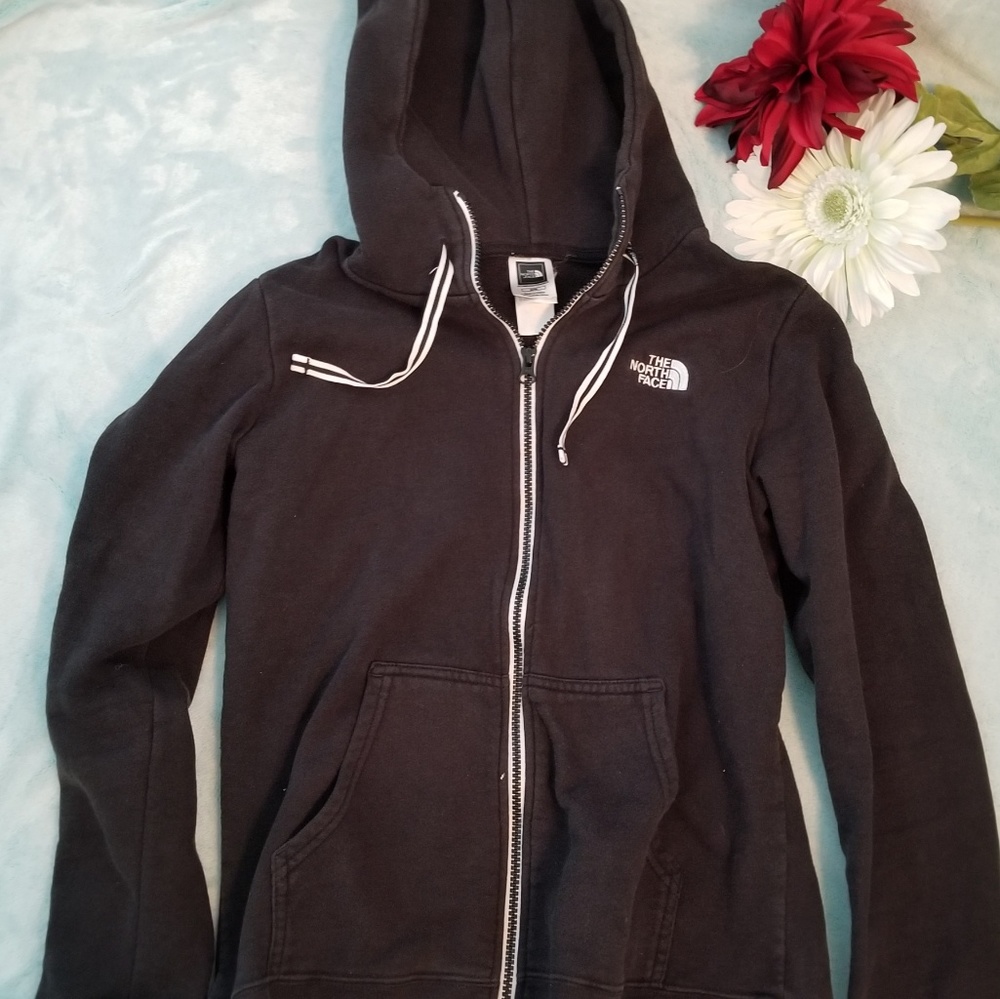 North face black full zip hoodie